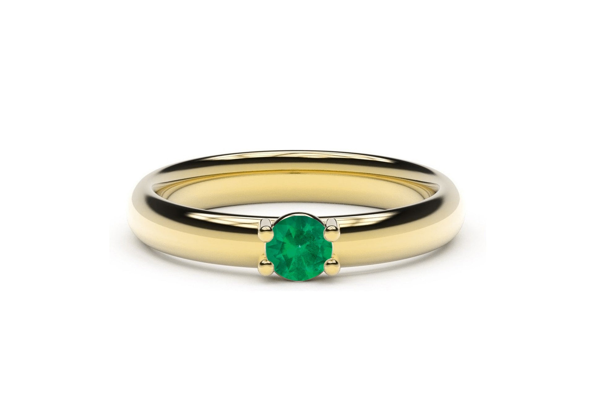 Contemporary Slim Precious Gemstone Engagement Ring, Yellow Gold