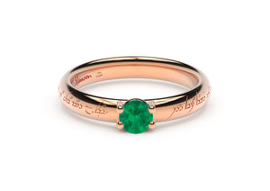 Contemporary Slim Elvish Precious Gemstone Engagement Ring, Red Gold