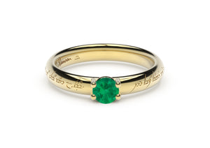 Contemporary Slim Elvish Precious Gemstone Engagement Ring, Yellow Gold