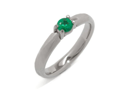 Contemporary Slim Precious Gemstone Engagement Ring, White Gold & Platinum
