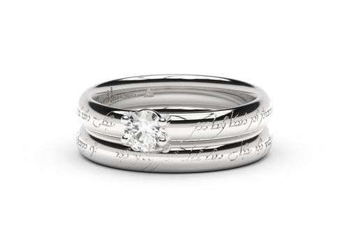 Contemporary Elvish Engagement Ring - Slim, White Gold & Platinum