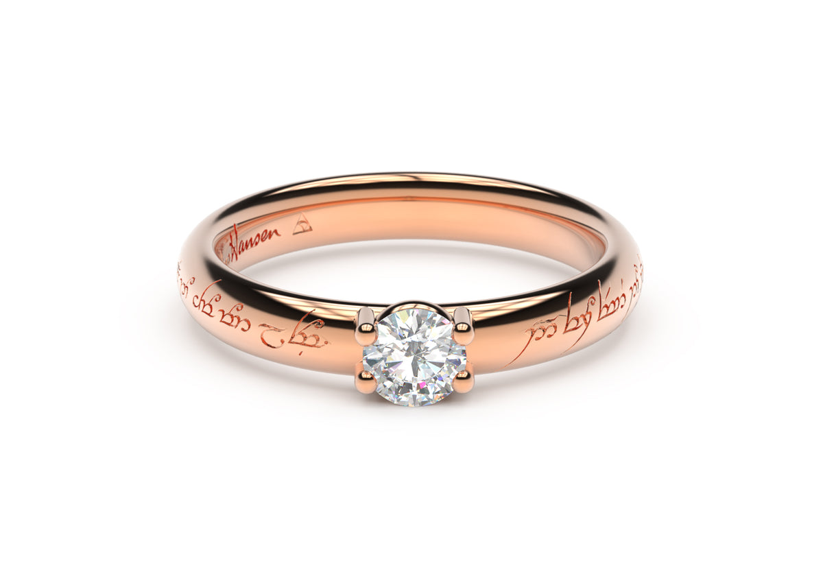 Contemporary Elvish Engagement Ring - Slim, Red Gold