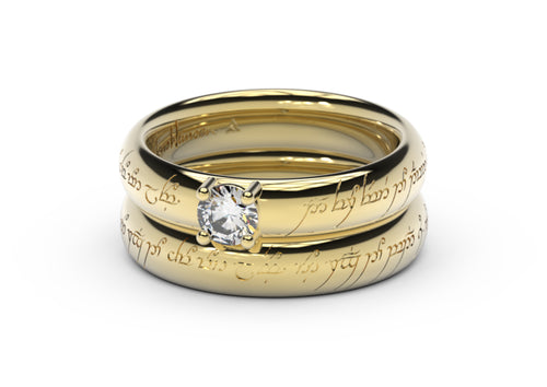 Contemporary Elvish Engagement Ring, Yellow Gold