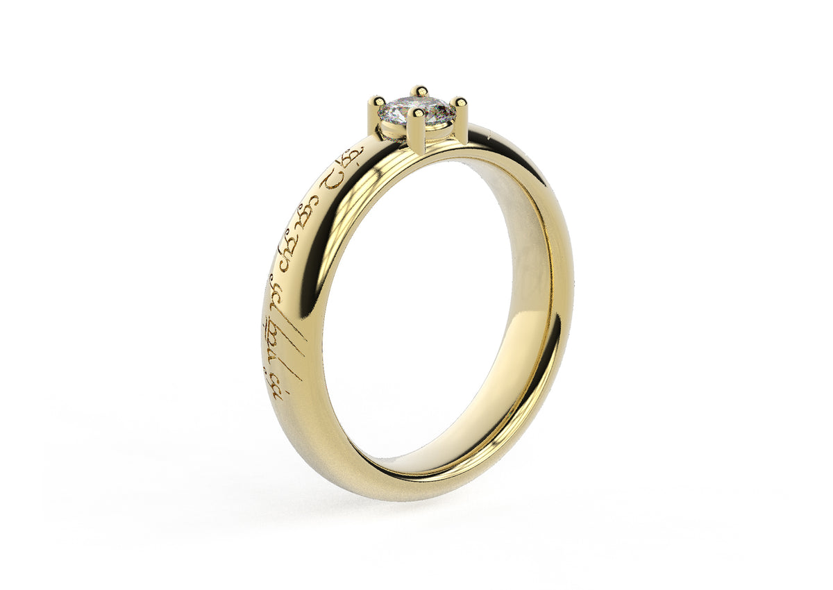 Contemporary Elvish Engagement Ring, Yellow Gold