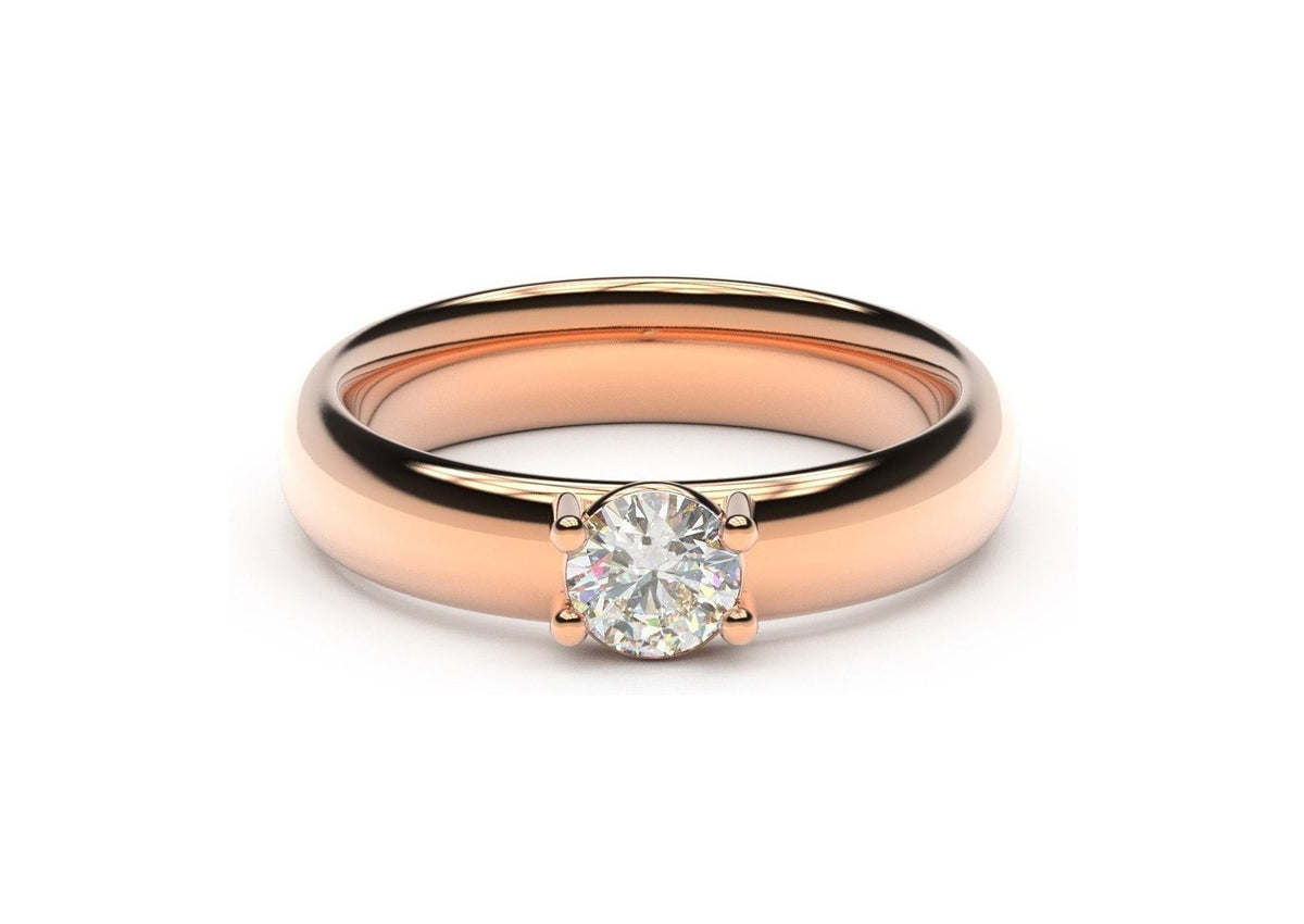 Contemporary Engagement Ring, Red Gold