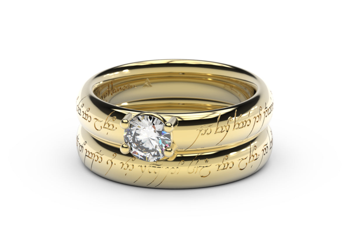 Contemporary Elvish Engagement Ring, Yellow Gold