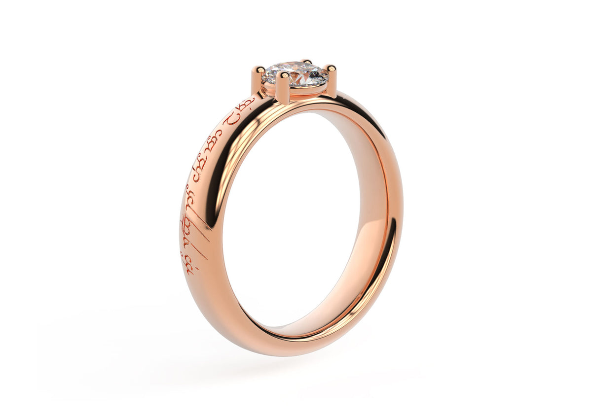 Contemporary Elvish Engagement Ring, Red Gold