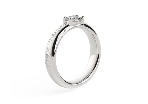 Contemporary Elvish Engagement Ring, White Gold & Platinum