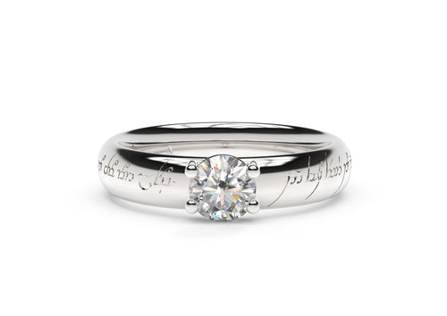 Contemporary Elvish Engagement Ring, White Gold & Platinum