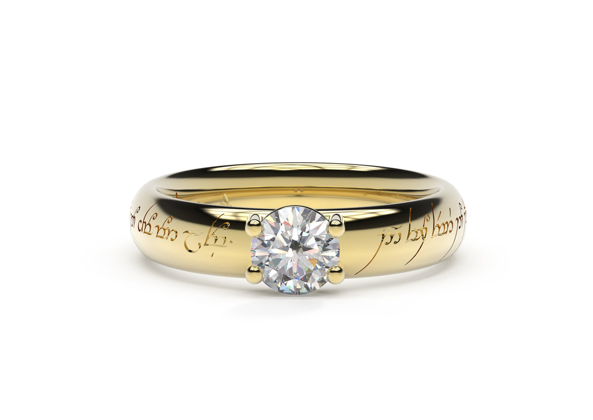 Contemporary Elvish Engagement Ring, Yellow Gold
