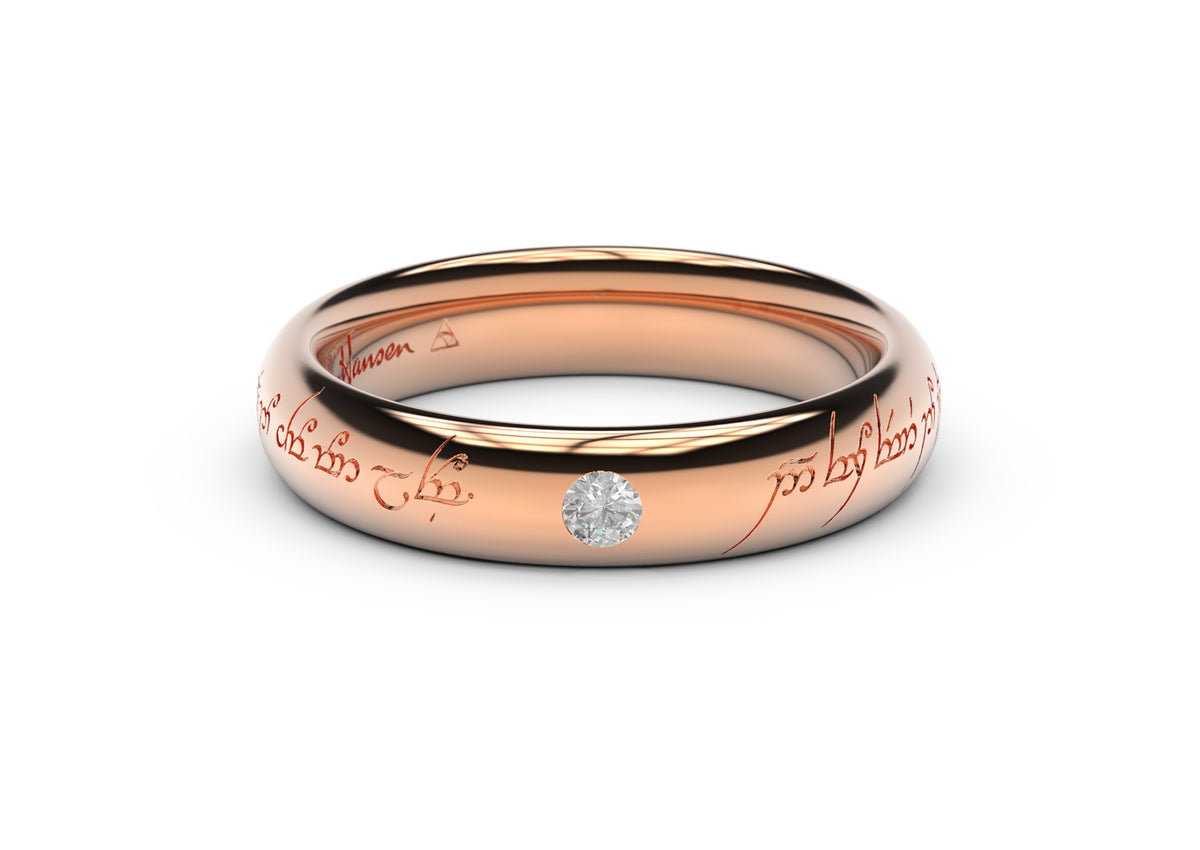 Sleek Elvish Engagement Ring, Red Gold