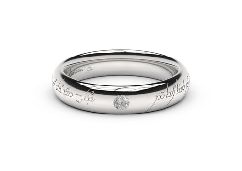 Sleek Elvish Engagement Ring, White Gold & Platinum