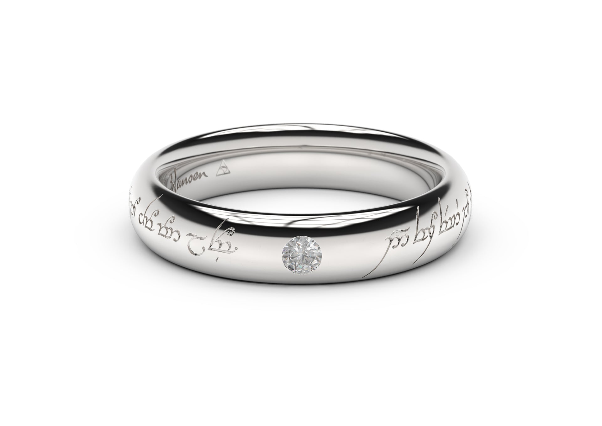 Sleek Elvish Engagement Ring, White Gold & Platinum