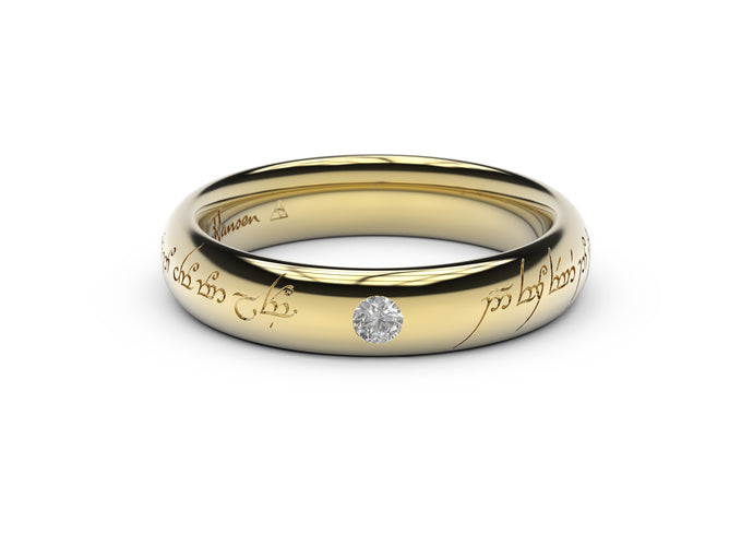 Sleek Elvish Engagement Ring, Yellow Gold