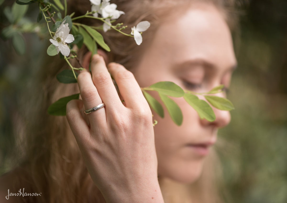 Sleek Elvish Engagement Ring, White Gold & Platinum