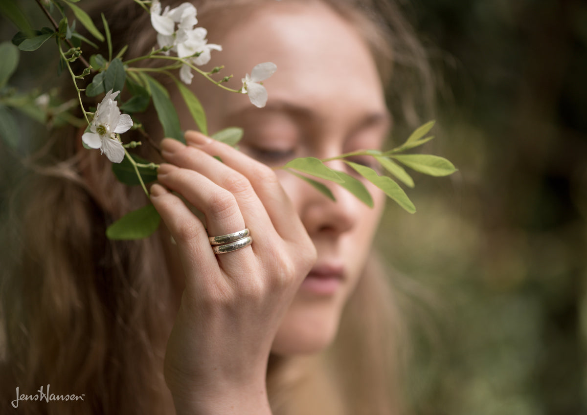 Sleek Elvish Engagement Ring, White Gold & Platinum