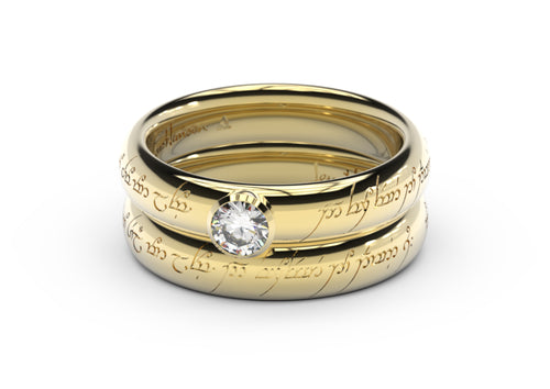 Elegant Elvish Engagement Ring, Yellow Gold
