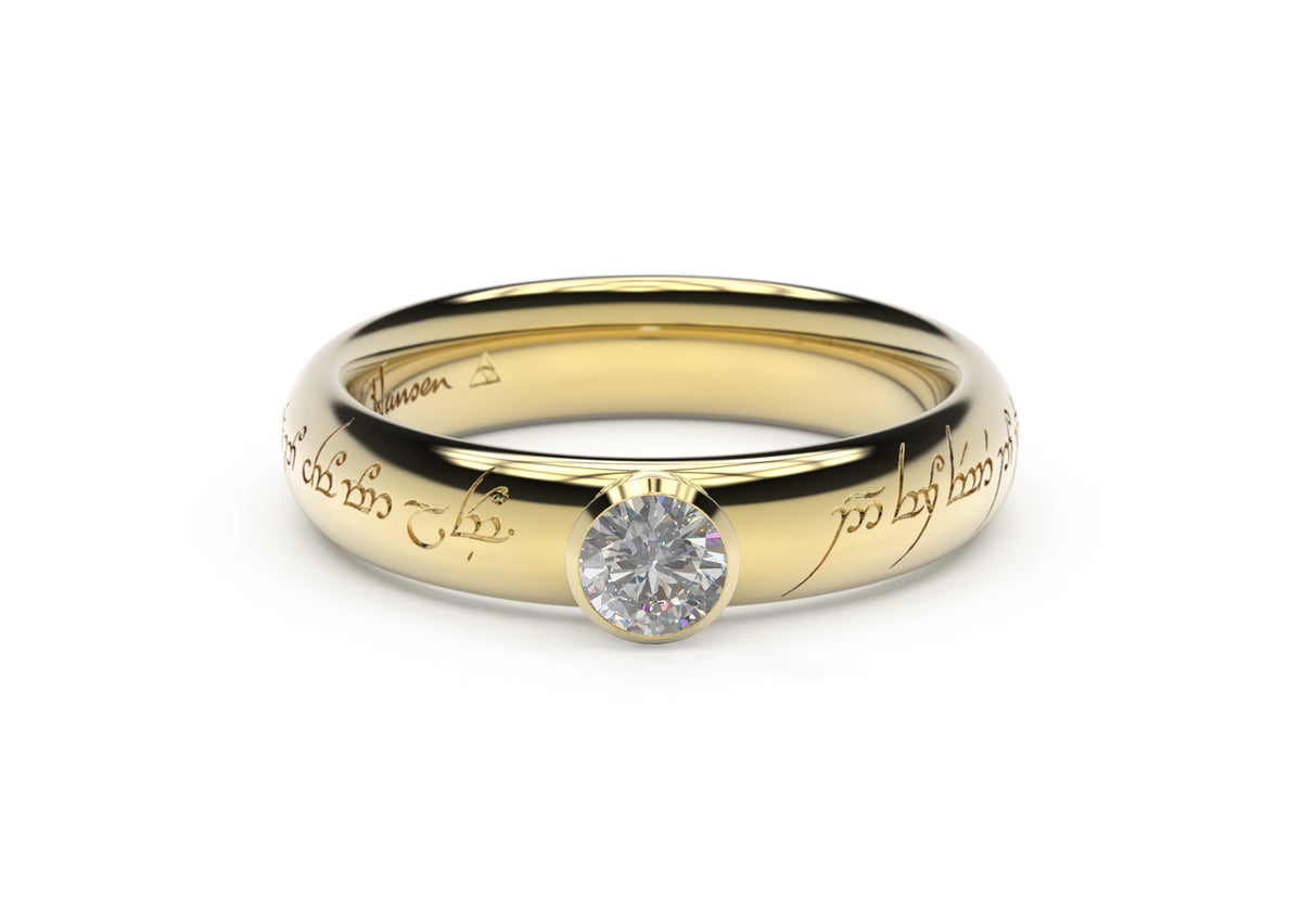 Elegant Elvish Engagement Ring, Yellow Gold