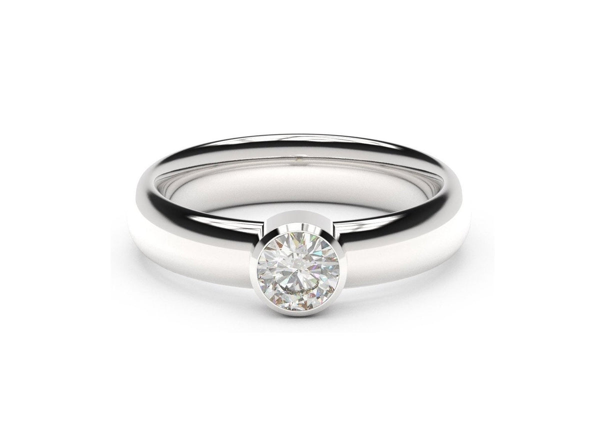 Modern Engagement Ring, White Gold & Platinum