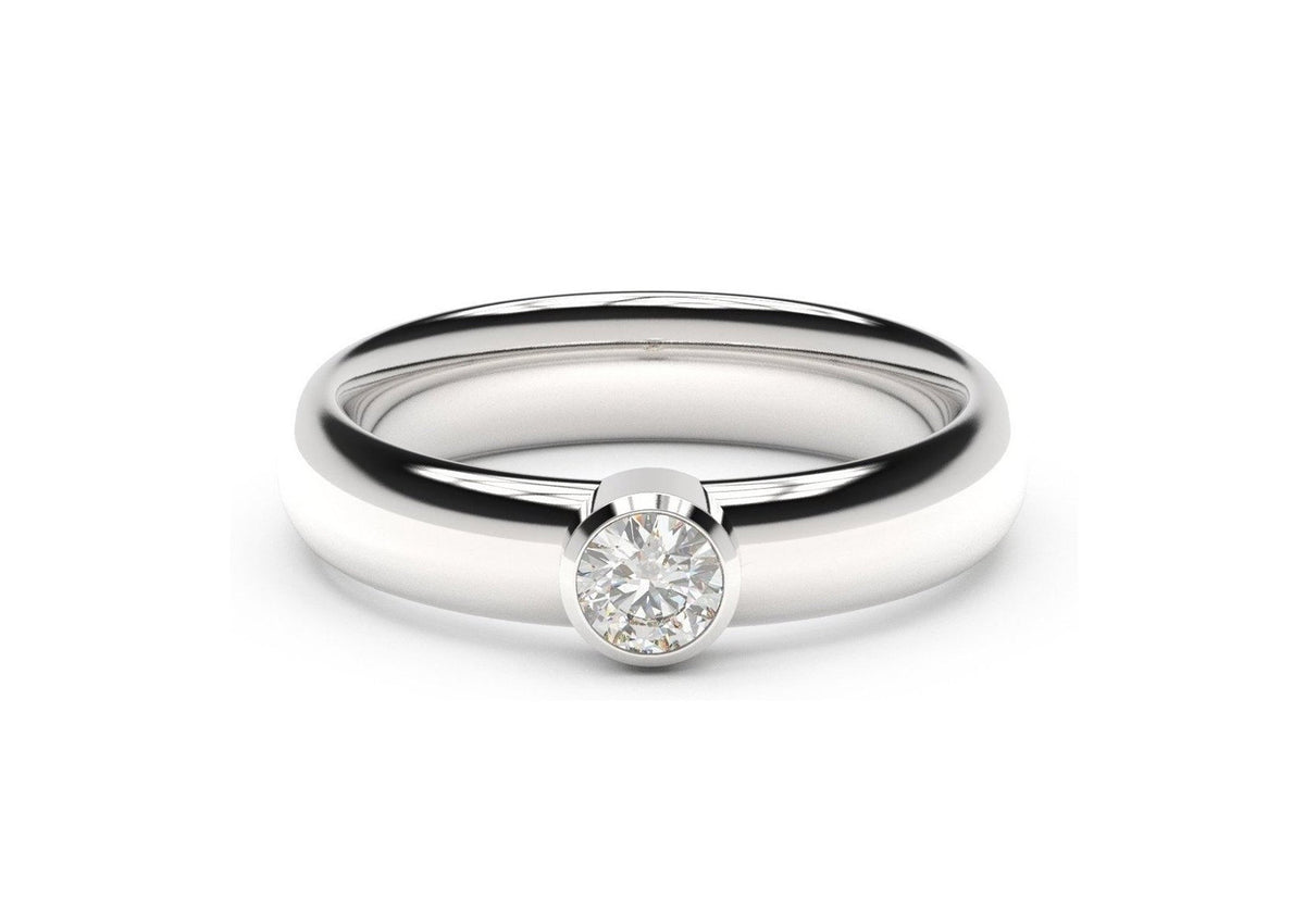 Modern Engagement Ring, White Gold & Platinum