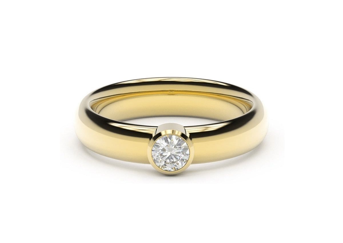 Modern Engagement Ring, Yellow Gold