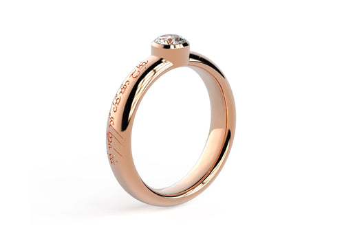 Modern Elvish Engagement Ring, Red Gold