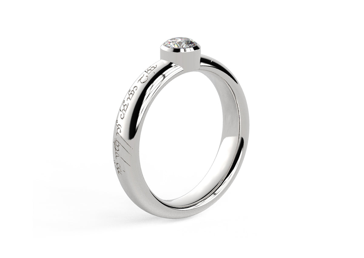 Modern Elvish Engagement Ring, White Gold & Platinum