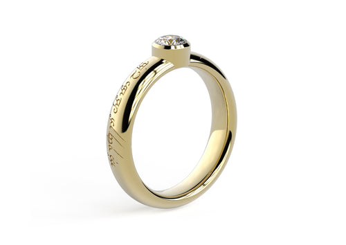 Modern Elvish Engagement Ring, Yellow Gold