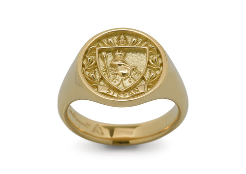 Custom Frog Crest Signet Ring, Yellow Gold