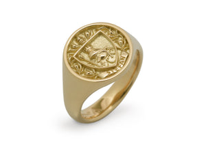 Custom Frog Crest Signet Ring, Yellow Gold