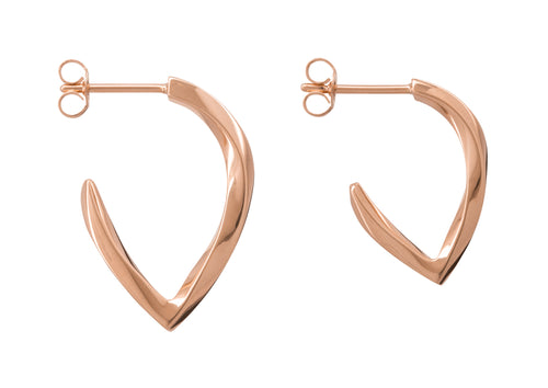 Twisted Block Earrings, Red Gold