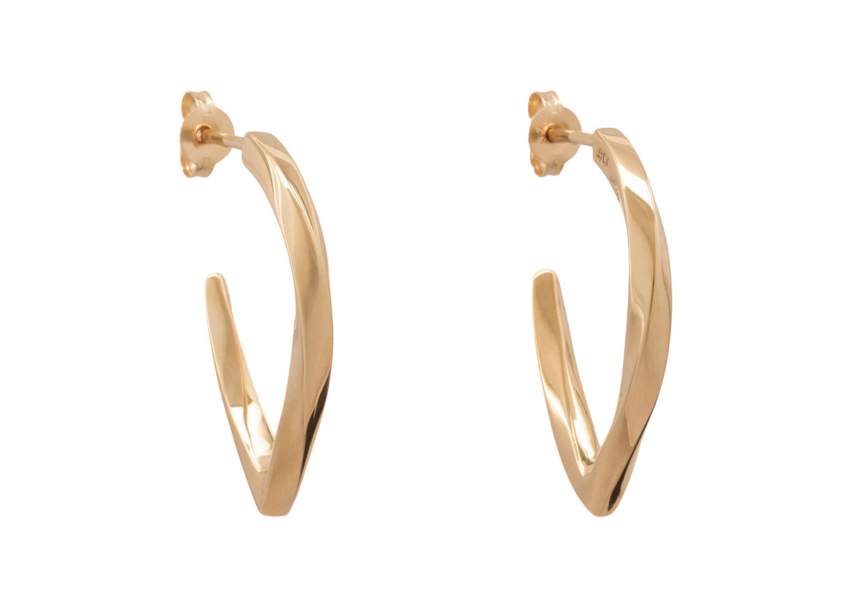 Twisted Block Earrings, Yellow Gold