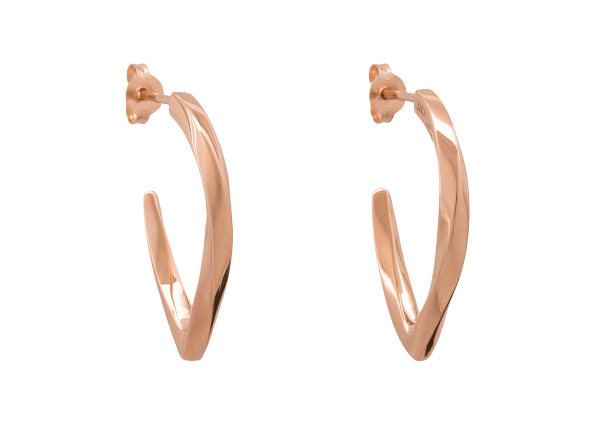 Twisted Block Earrings, Red Gold