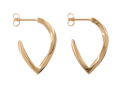 Twisted Block Earrings, Yellow Gold