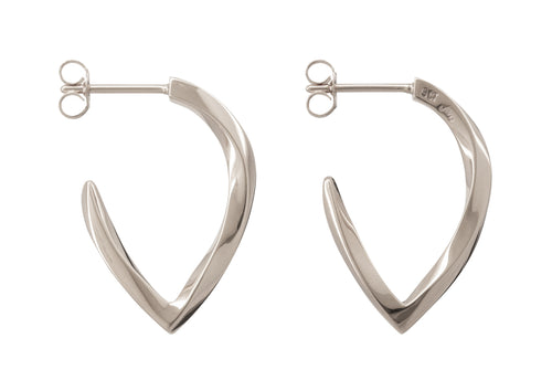 Twisted Block Earrings, White Gold & Platinum