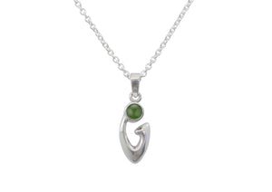 Free Form Cabochon Gemstone Pendant, Sterling Silver