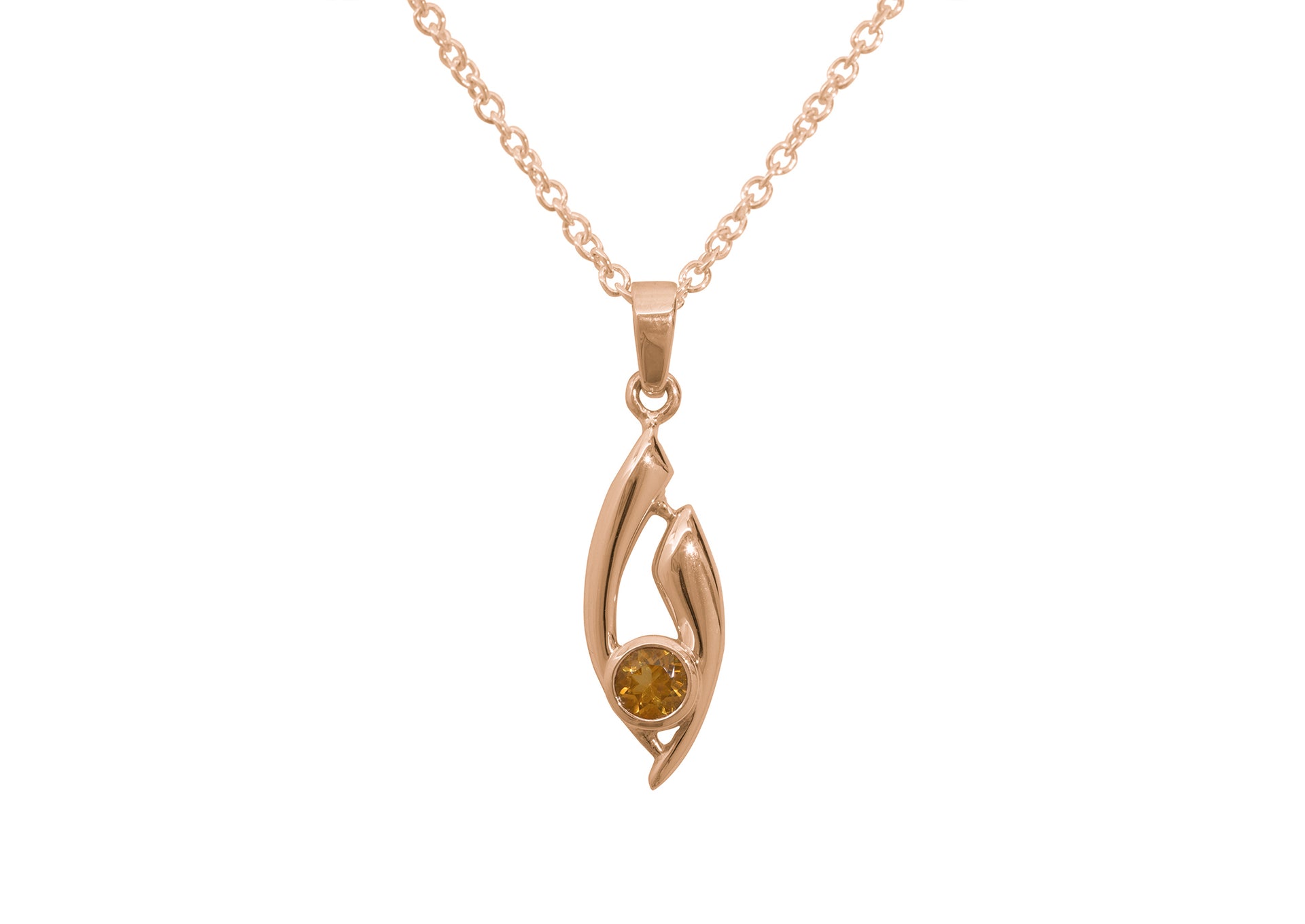 Flowing Gemstone Pendant, Red Gold