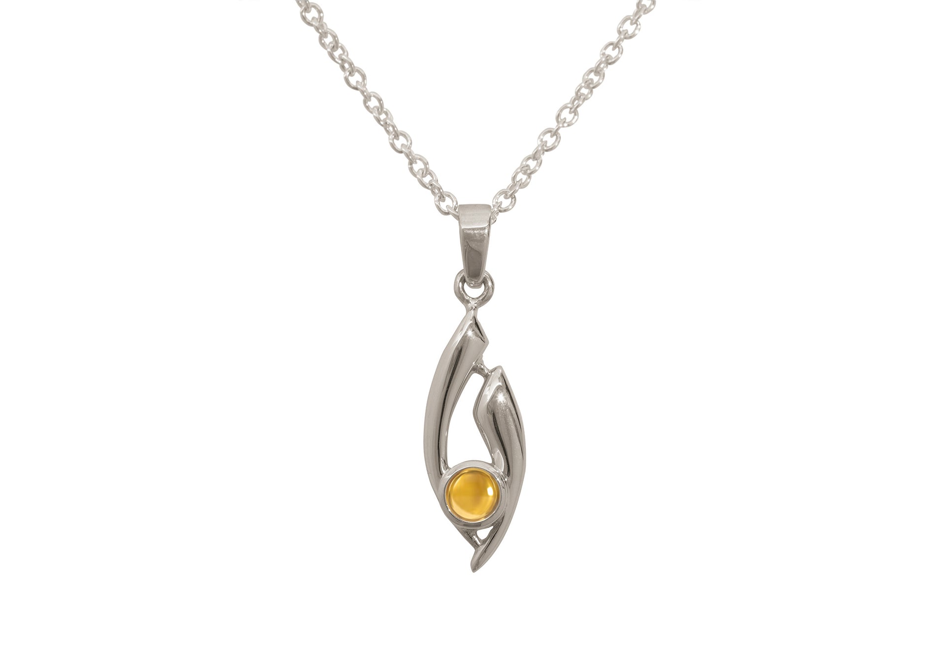 Flowing Cabochon Gemstone Pendant, Sterling Silver