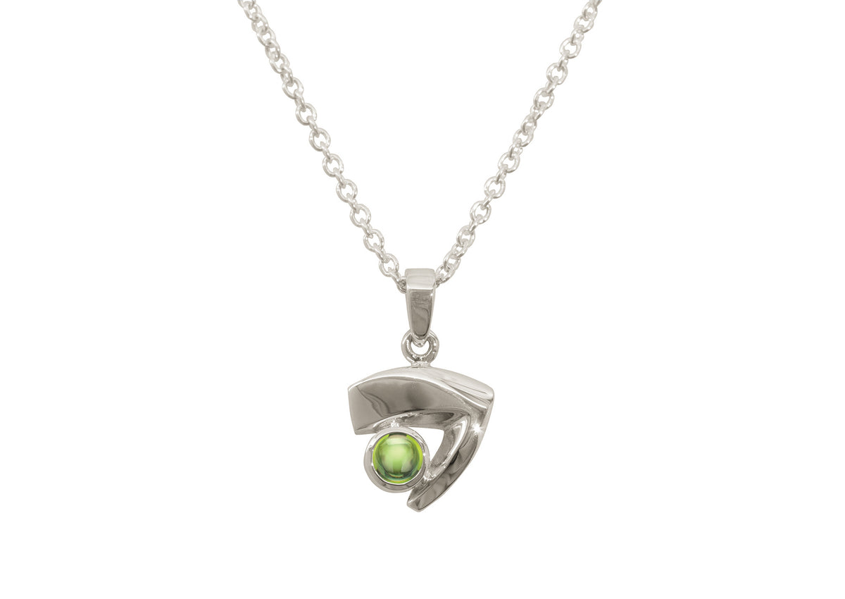 Signature Cabochon Gemstone Pendant, White Gold