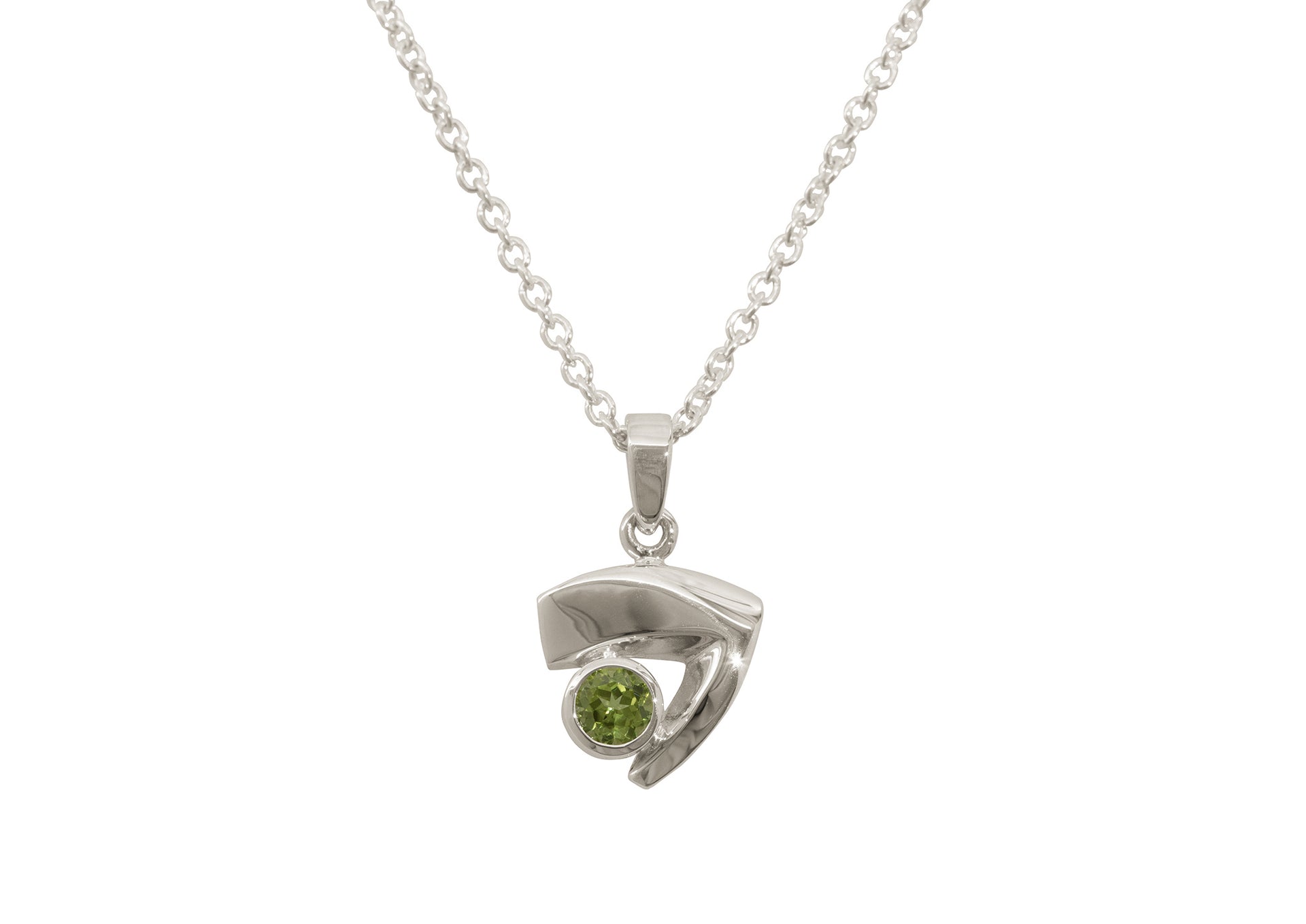 Signature Gemstone Pendant, White Gold