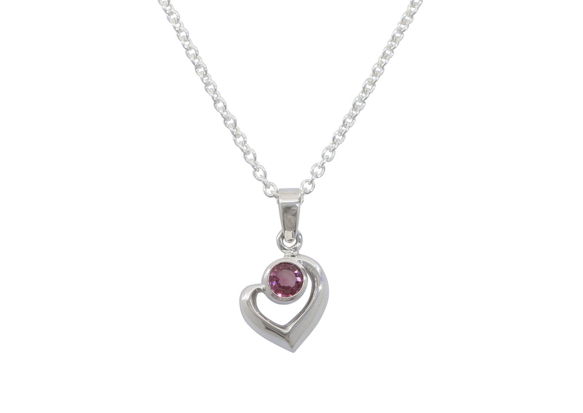 Abstract Heart Gemstone Pendant, Sterling Silver