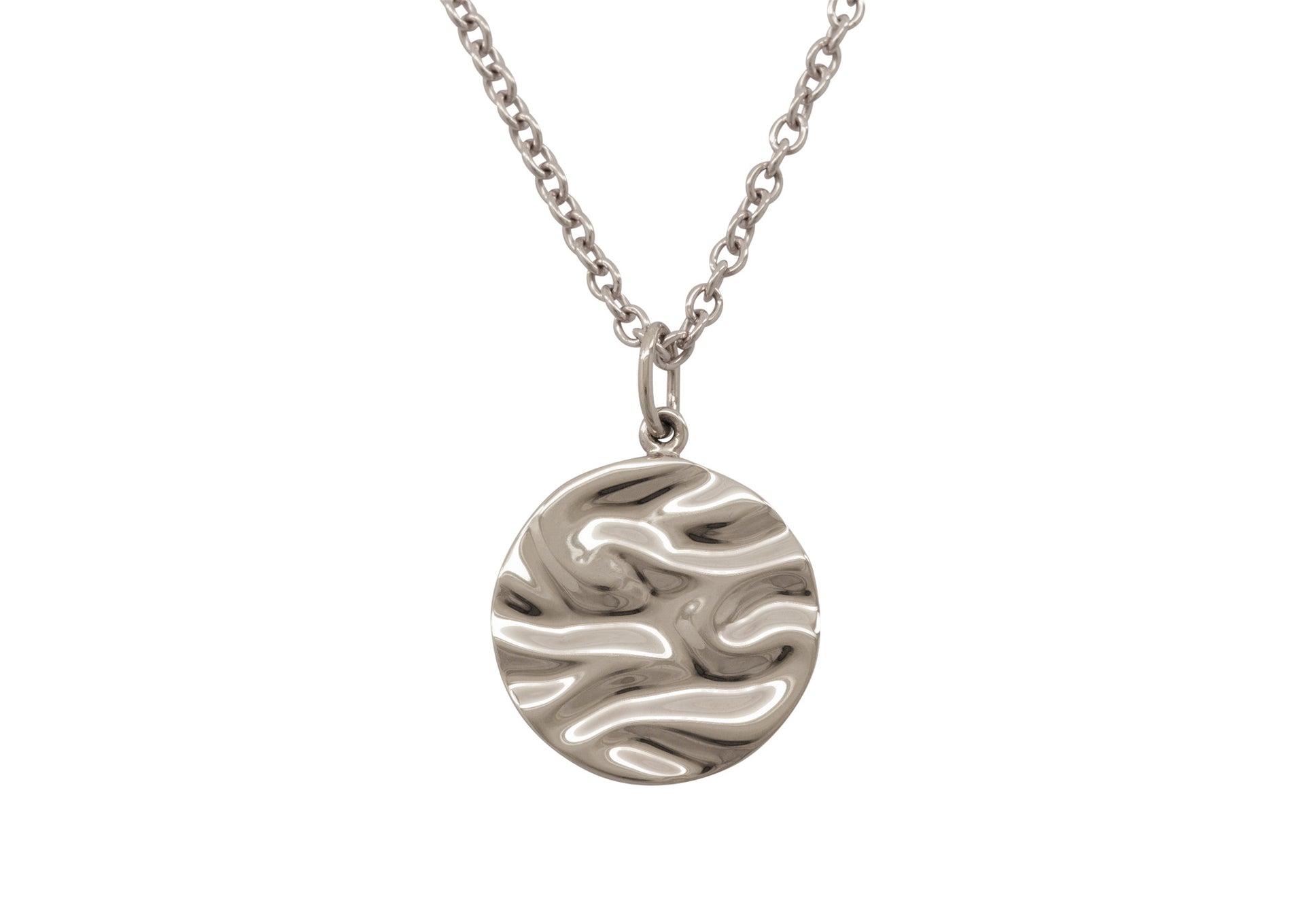 Silk Wave Pendant, White Gold & Platinum