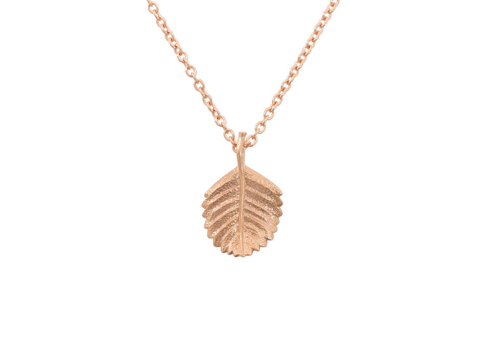 Beech Leaf Pendant, Red Gold