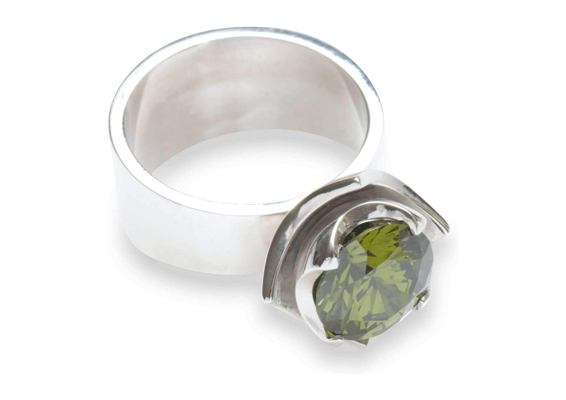 2008 Foundation Release Sterling silver double-cup ring with faceted stone   - Jens Hansen