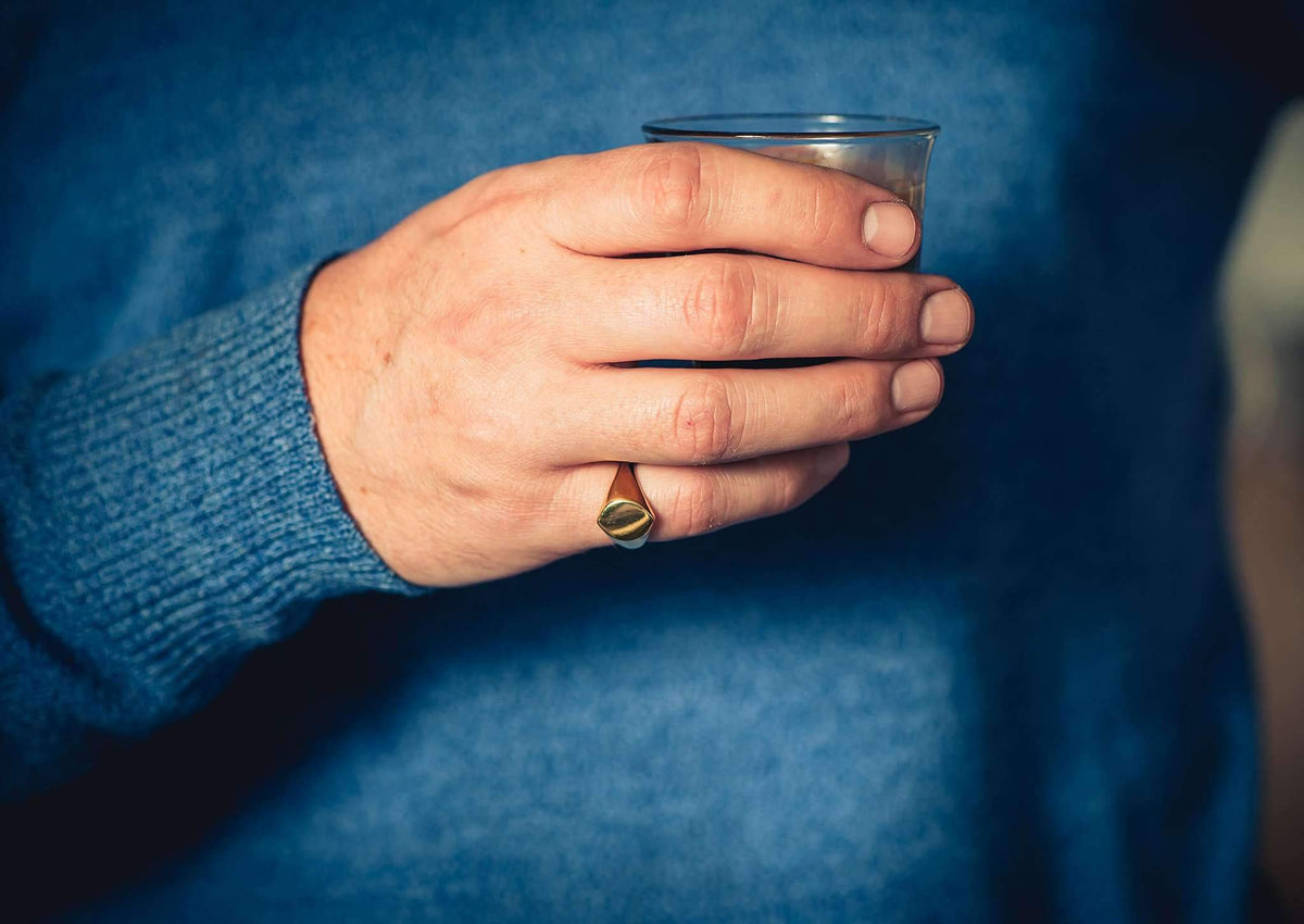 Navette Signet Ring, Red Gold