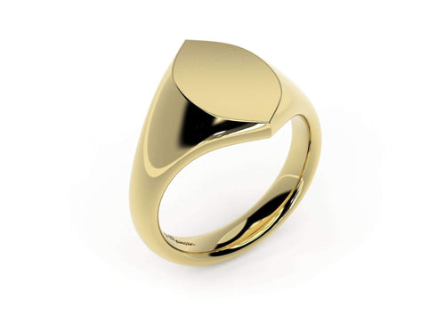 Navette Signet Ring, Yellow Gold