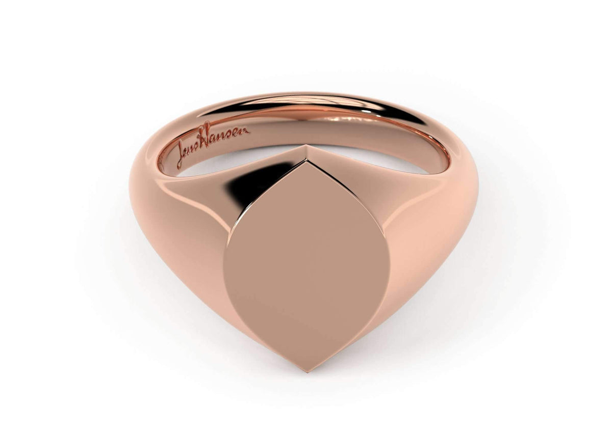 Navette Signet Ring, Red Gold