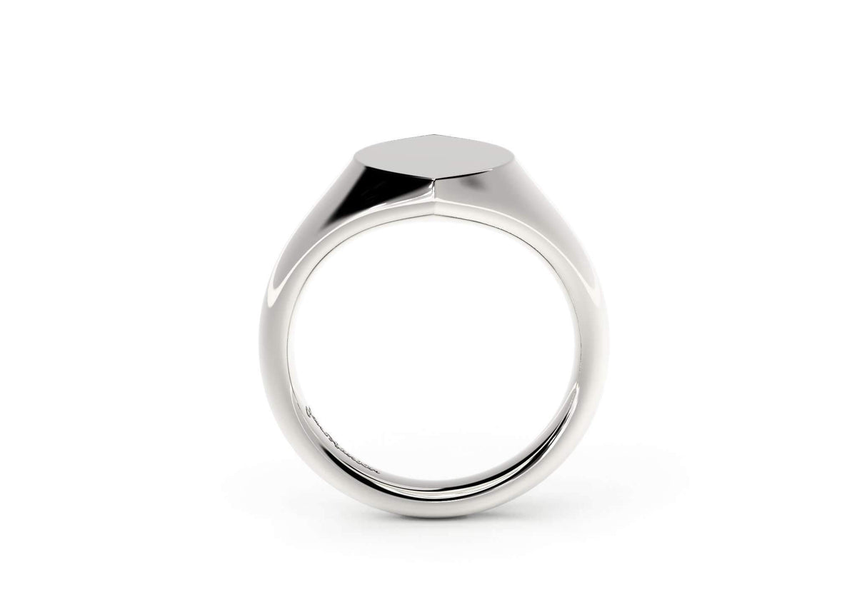 Navette Signet Ring, White Gold & Platinum