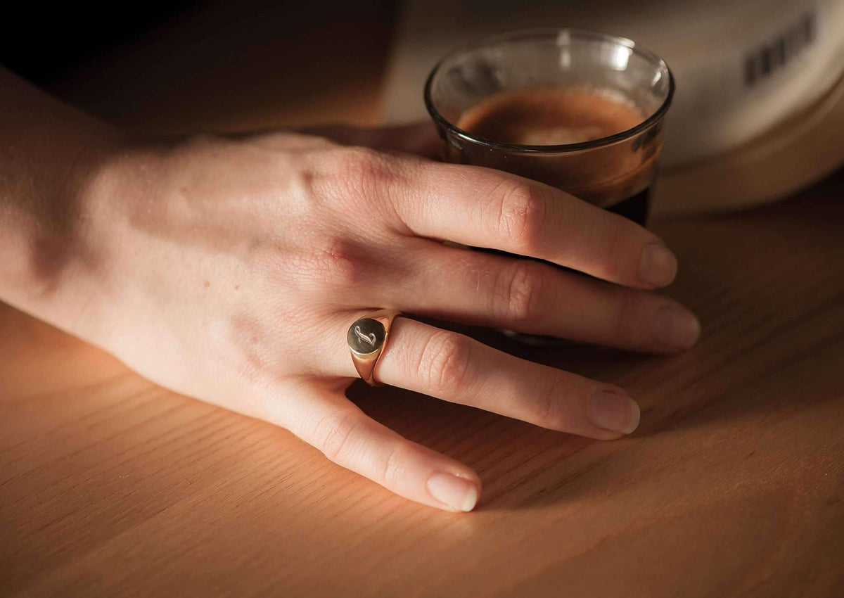 Oval Signet Ring, White Gold & Platinum