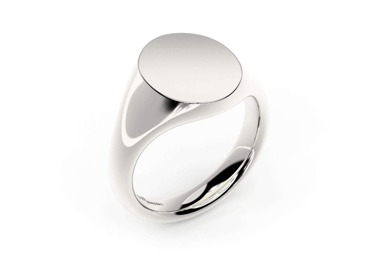 Oval Signet Ring, White Gold & Platinum